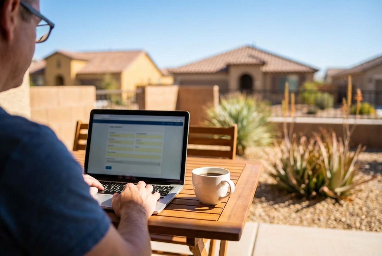 Homeowner checking solar eligibility online